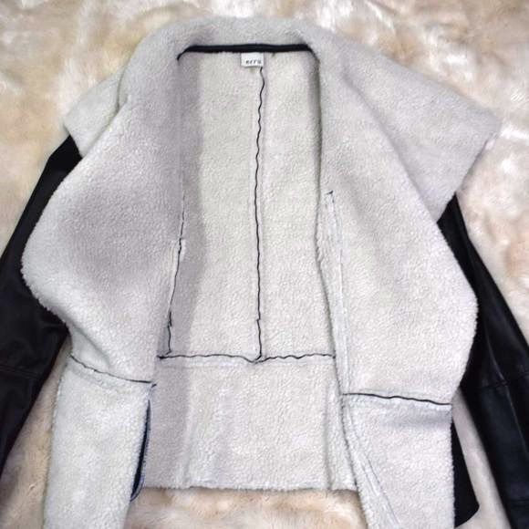 Ecru Anthropologie Suede Sherpa Lined jacket Size Small Black - Picture 13 of 14